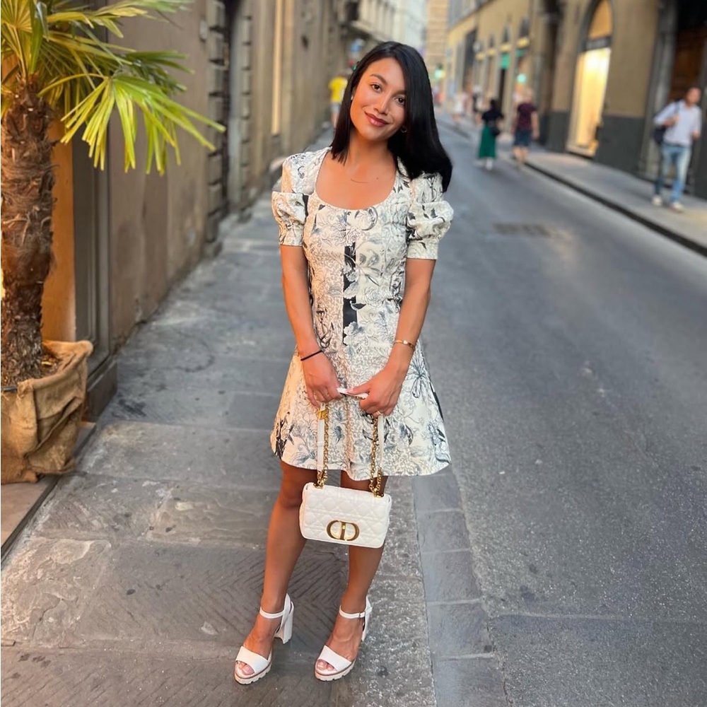 Etro Black and White Floral Mini Dress